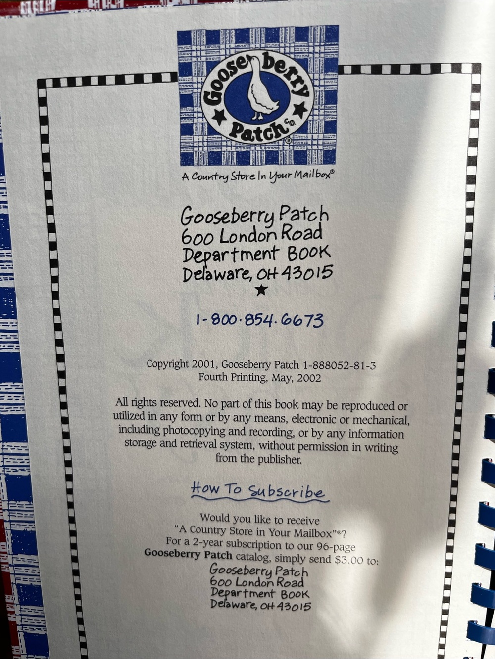 Goose Berry Patch Country Quick & Easy Cookbook - Red Plaid - Picture 9 of 12